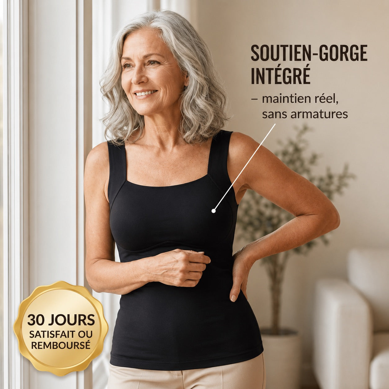 Soutien-gorge intégré, maintien réel sans armatures